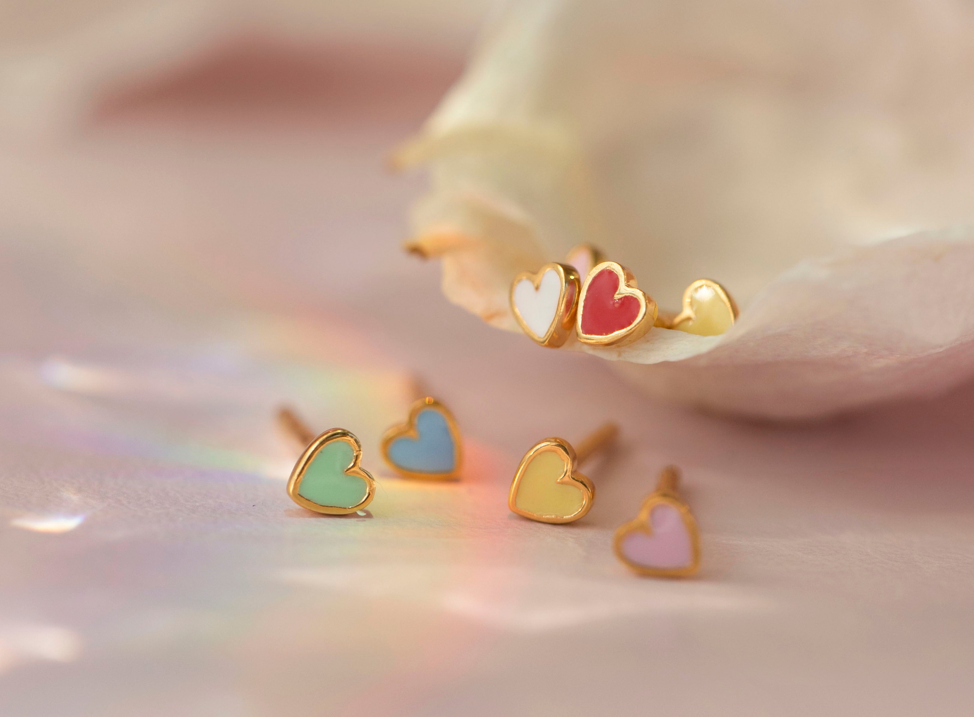 Petit Love Heart ørestikker - Coral